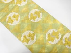 丸紋に向かい鳳凰・鱗模様織り出し袋帯